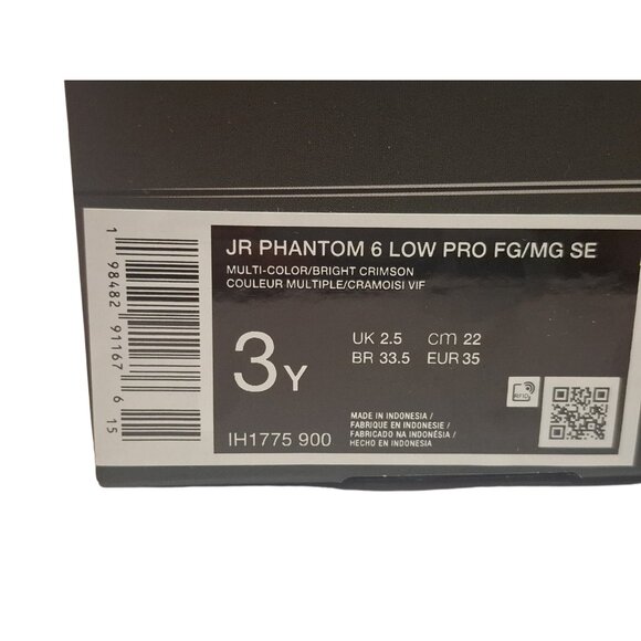 Nike Jr Phantom 6 Low Pro FG/MG SE Soccer Cleats Crimson Size 3Y IH1775-900 - Picture 7 of 8